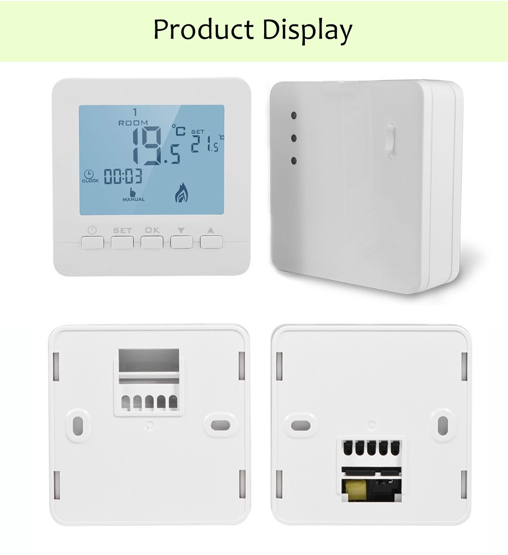 Beok – Thermostat sans fil pour chaudière à gaz, Kit intelligent de contrôle de température RF Programmable, alimenté par batterie