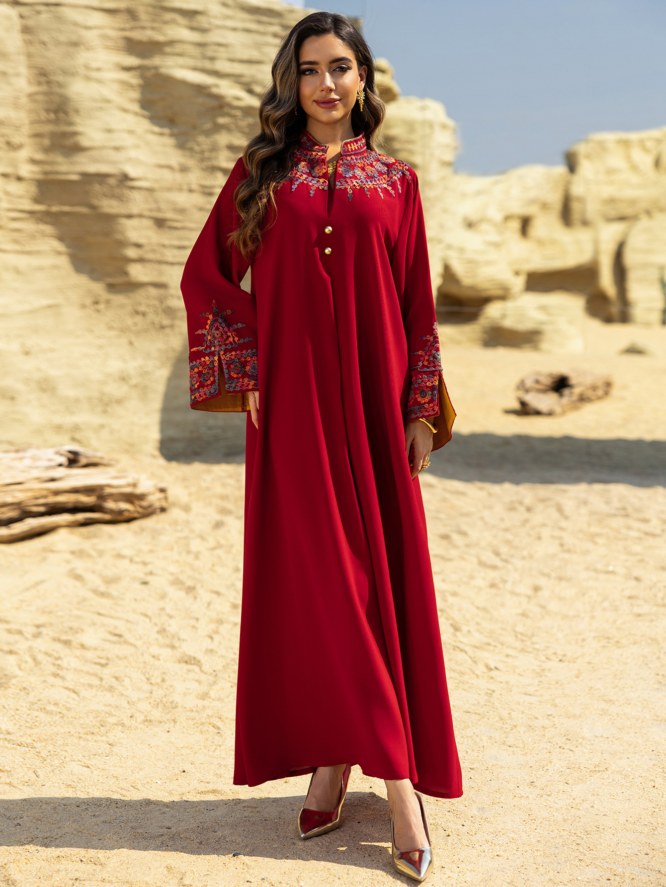 Vestido de Dubái para mujer Abaya Eid bordado vestido largo caftán musulmán Jalabiya Ramadán Marruecos Kaftan Vestidos Largos 2025