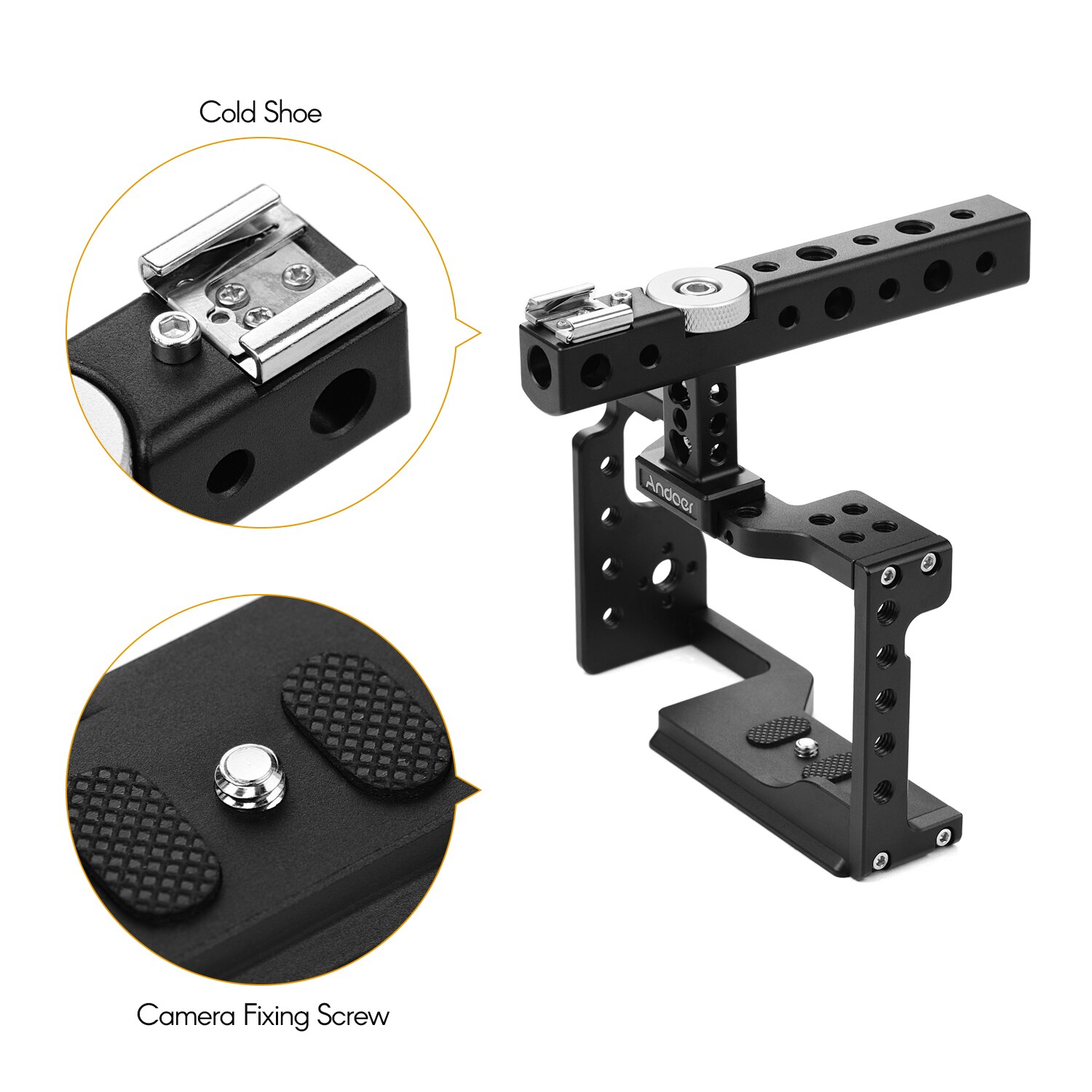 Andoer Camera Kooi Kit Met Extension Draad Gaten Koud Shoe Mount Met Top Handvat Camera Case Beugel Voor Sony A6600 camera &#39;S