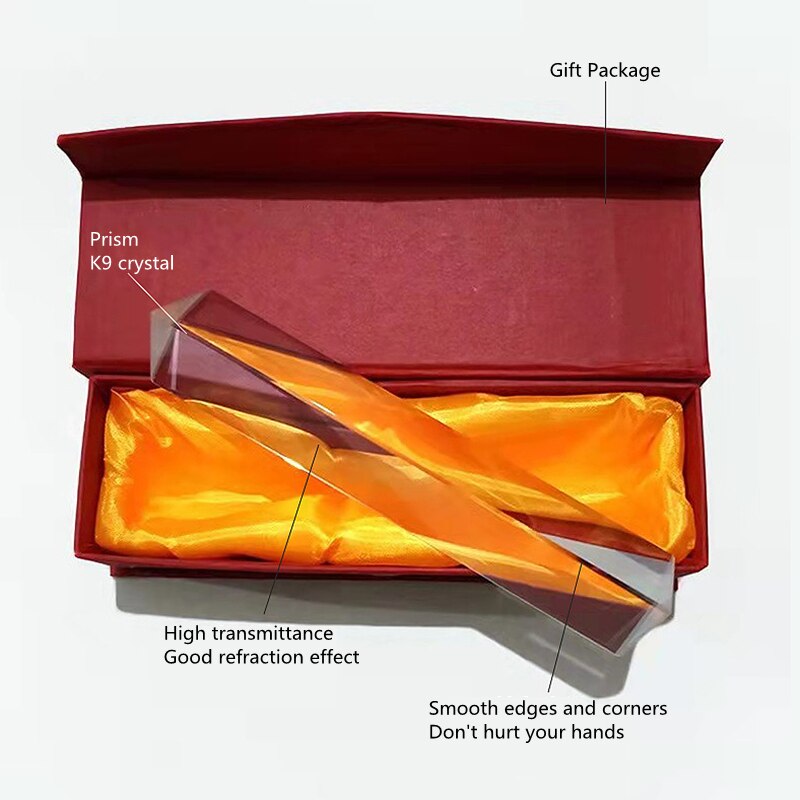 25X25X80MM Triangular Prism Children&#39;s Physics Teaching Refraction Spectrum Prism K9 Rainbow Optical Glass Prism