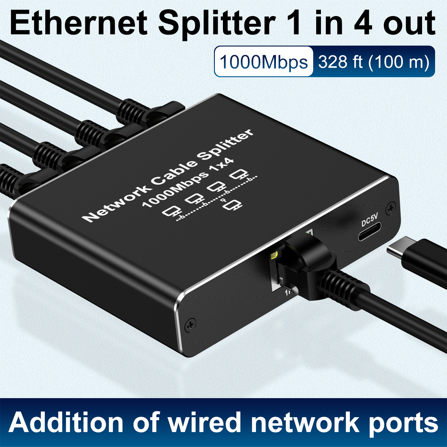 Natalink RJ45 Splitter 1 to 2/3/4 Ethernet Adapter Internet Network Cable Extender RJ45 Coupler for PC Laptop TV Box Router