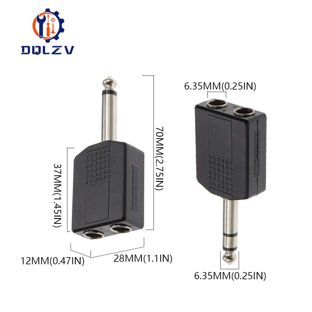Estéreo Mono 1/4" Y Splitter Adaptador de audio Divisor 6.35 Macho Jack a 2 Hembra 6.35