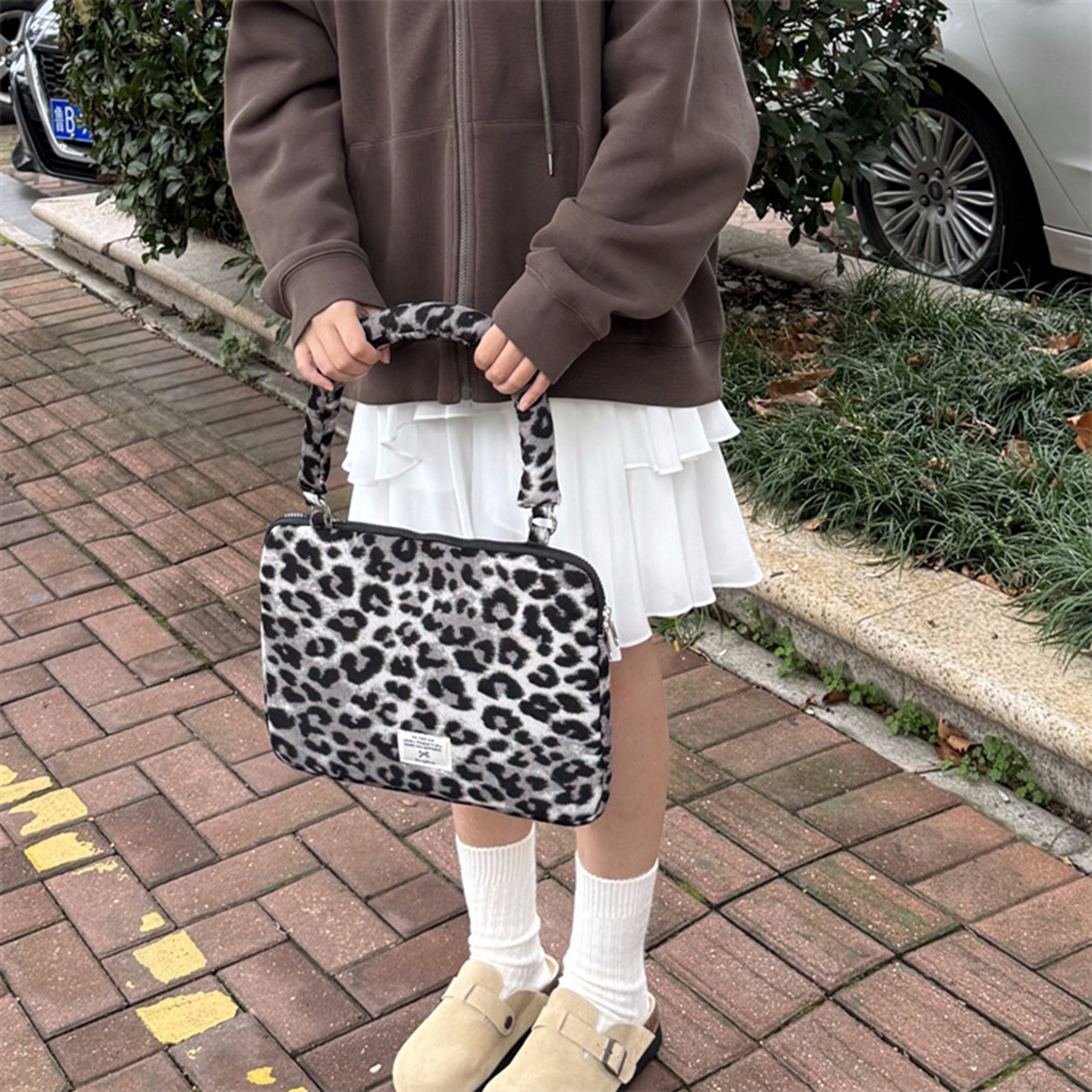 Laptoptas met luipaardprint, korea 13 14 15 15.6 inch organizer, draagbare esxy reistas, beschermhoes voor laptop, ipad en tablet.