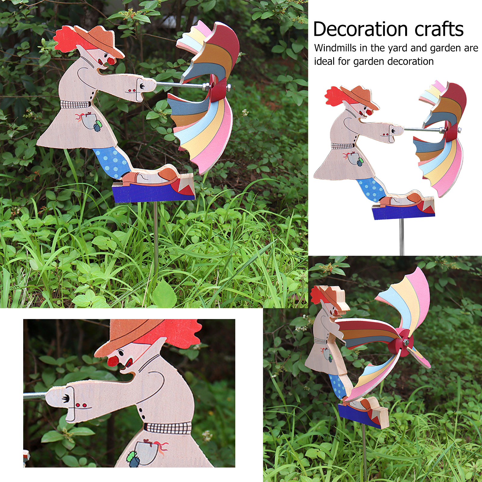 Garden Windmill Clown Wind Spinner Outdoor Statue Cute Decoration Craft Indoor Wind Catchers for Patio Lawn