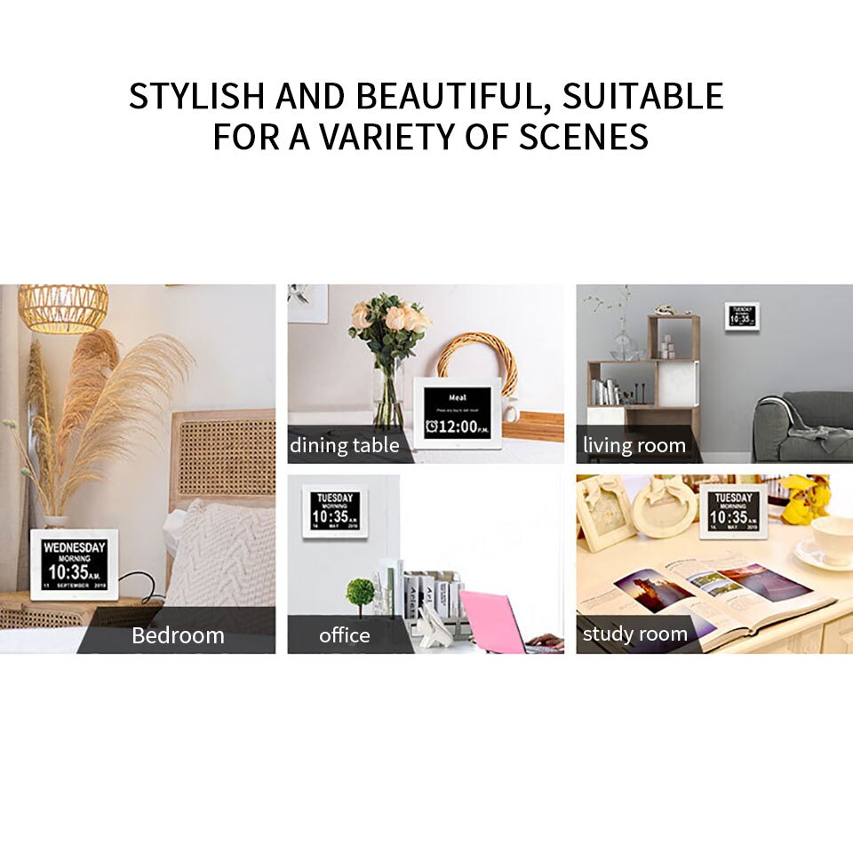 8-inch Clock Led Desktop Temperature Alarm LCD Display Calendar Digital Electronic Home Alarm Clock Built-in 8ohm 2w speaker