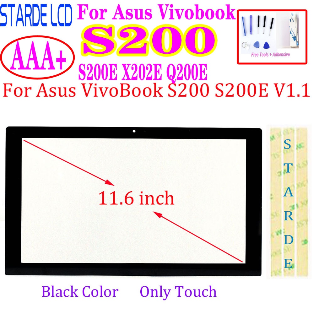 Touch for Asus VivoBook S200 S200E X202E Q200E Touch Screen Digitizer Glass Sensor Panel Replacement Black