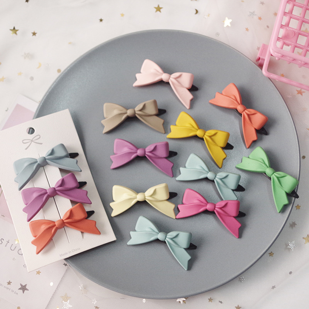 Meisjes Haarspeldjes 3 Stks/partij Candy Kleur Ster Hart Haar Clip Kinderen Bloem Boog Leuke Haarspeld Hoofddeksels Meisje Haar Accessoires: 3pcs bow random