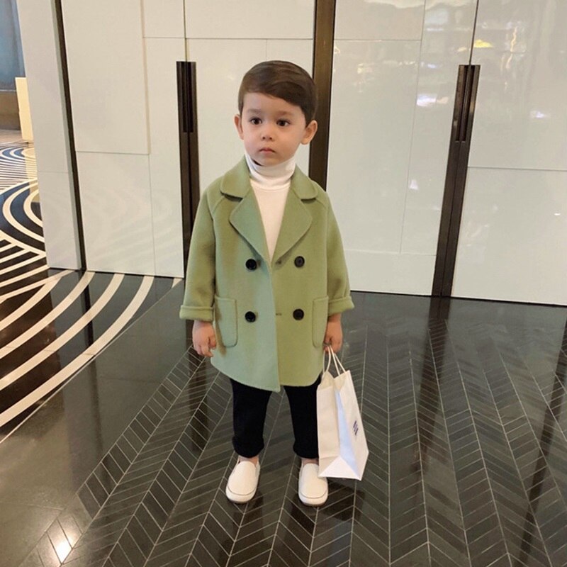 Jongen Meisjes Wollen Jas Winter Katoen Lange Jassen Kid's Bovenkleding Kleding Peuter Kinderen Kleding Casual Turn-down Kraag plaid: J0403 / 3T