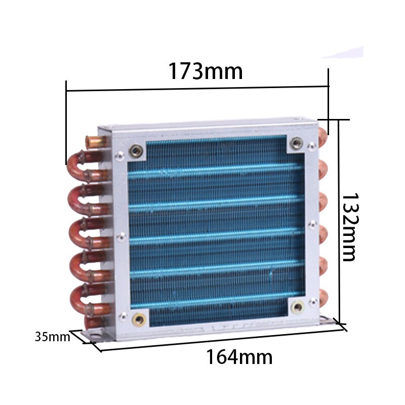 Small shell condenser radiator refrigerator freezer water-cooled aluminum fin and copper tube heat exchanger with fan air-cooled