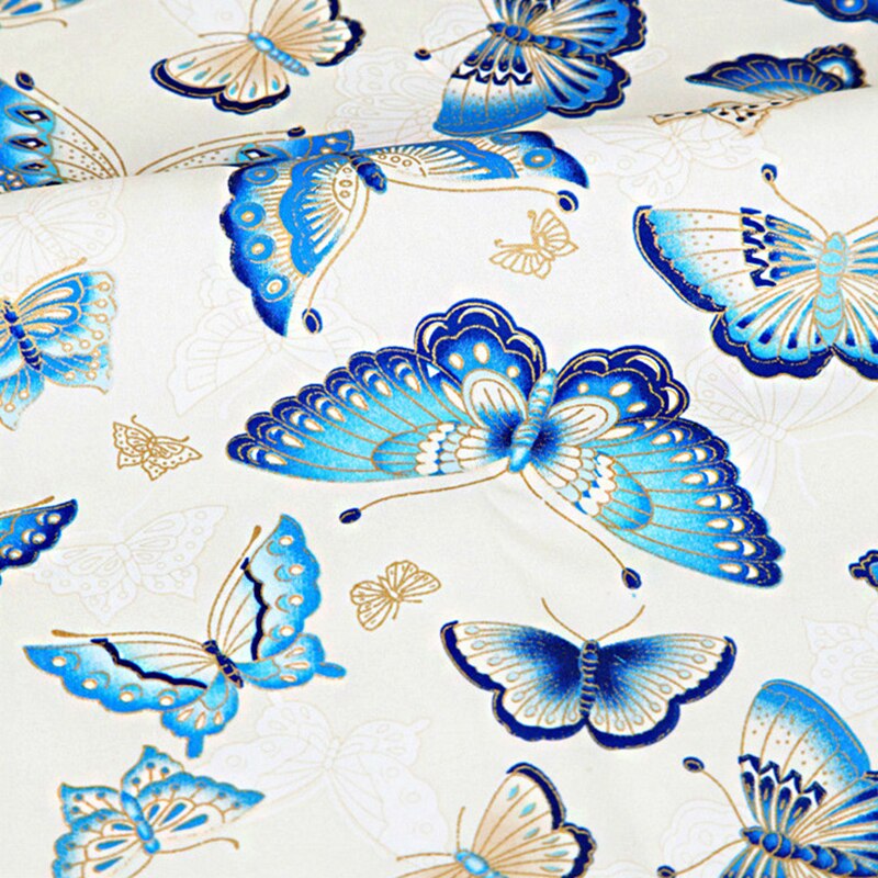 Blu Bianco di Cotone Della Farfalla Bronzing Tessuto, Pretagliati di Cucito Tessuto patchwork trapuntatura FAI DA TE Tessuto Giapponese