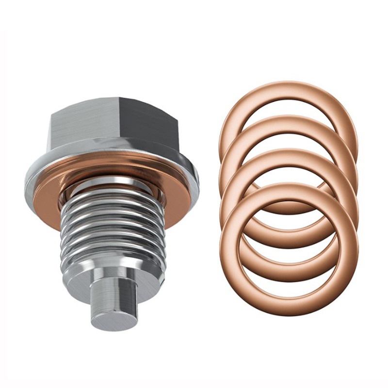 Magnetischer Ölablassschraube M12 x 1,5 Neodym-Magnet-Edelstahlbolzen mit 5 Cooper-Unterlegscheiben
