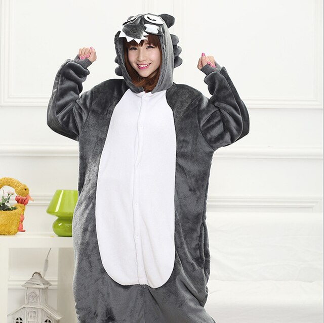 Adult Animal Timber Wolf Pajamas For Women Unisex Cosplay Costume Winter Warm Funny Onesie Christmas Sleepwear: S