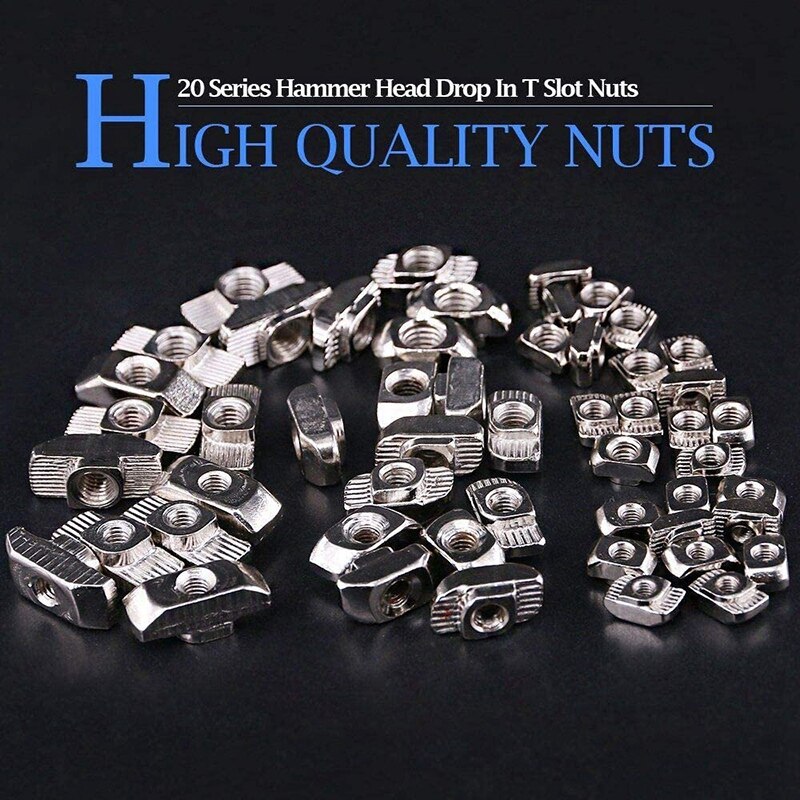 180 Pcs Series T Slot Nuts M3 M4 M5 T Nuts EU Aluminum Extrusions Slim Slot Hammer Head Fastener Nut Assortment Kit