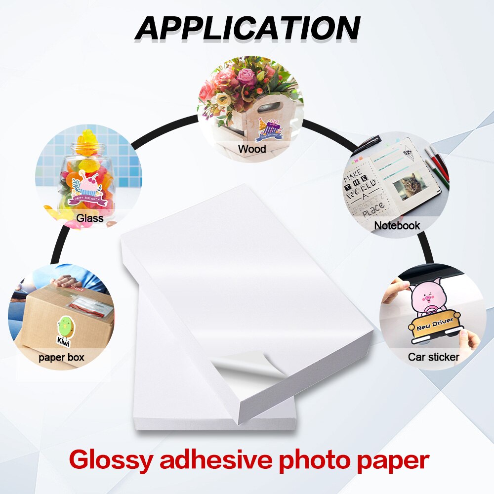20Sheets Glossy Self-adhesive Photo Paper A4 Self Adhesive Inkjet Printing with Back glue sticker photo paper for Inkjet Printer