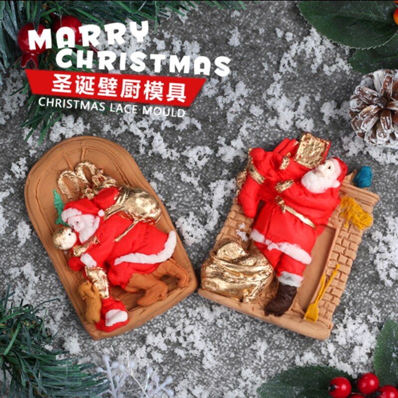 Christmas Santa Claus Molds Fondant Cakes Decor Tools Silicone Molds Sugarcraft Chocolate Baking Tools For Cakes Gumpaste Form