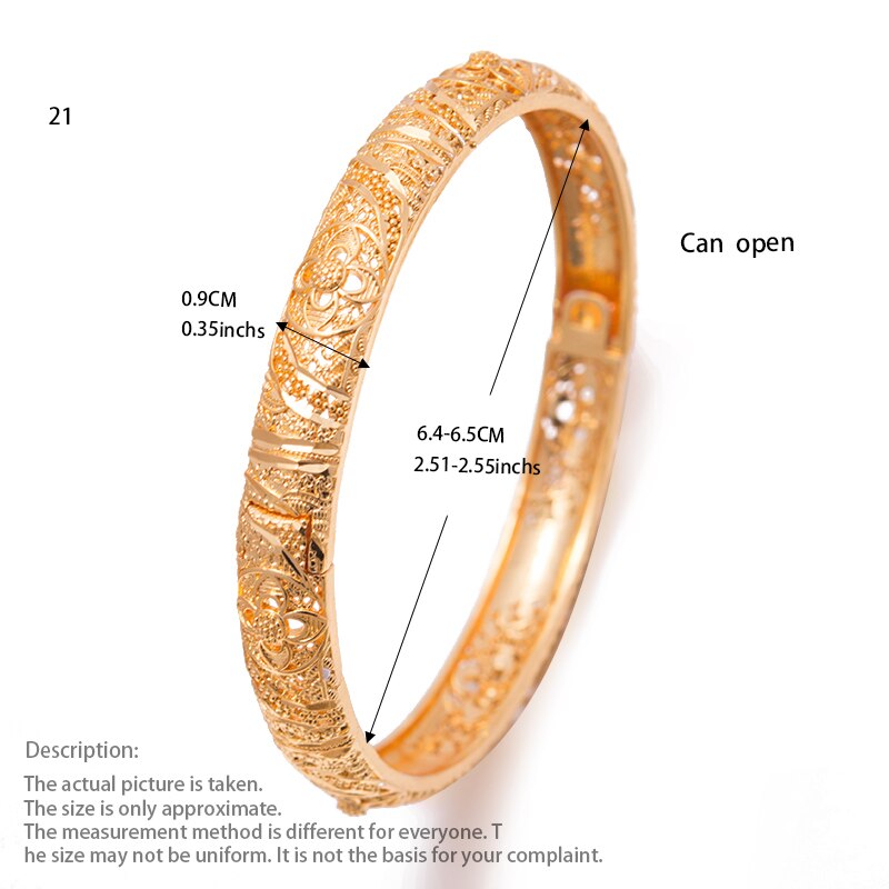 4 stk/parti 24k dubai armbånd kvinder guldsmykker kobber 18 k gf dubai armbånd til kvinder afrika arabiske varer bryllup brude