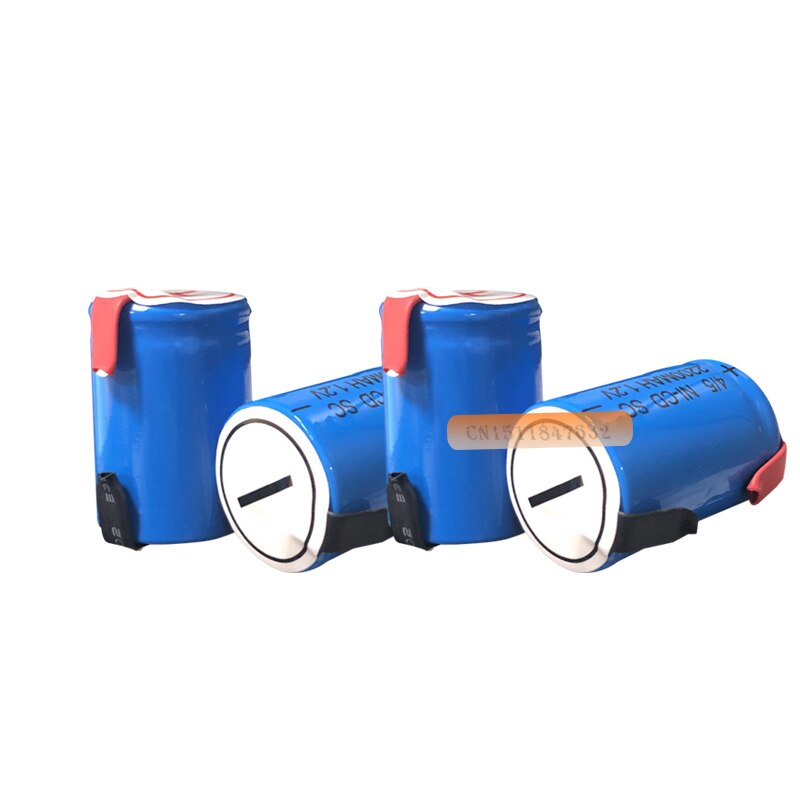 2PCS x Ni-Cd 4/5 SubC Sub C 1.2V 2200mAh Rechargeable Battery with Tab - Blue Color