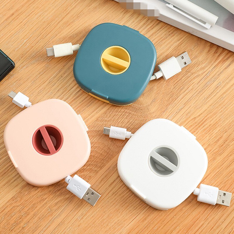 Multifunctionele Portable Draaibare Mobiele Telefoon Houder Datakabel Organisator Opbergdoos Mobiele Telefoon Opladen Kabel Winder