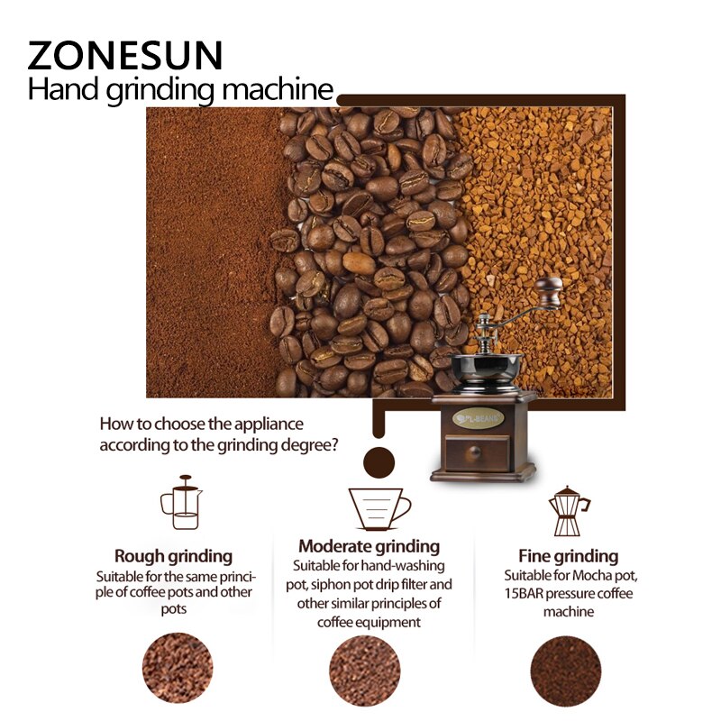 Zonesun Hand Koffiemolen Rvs Conische Thuis Espres... Grandado