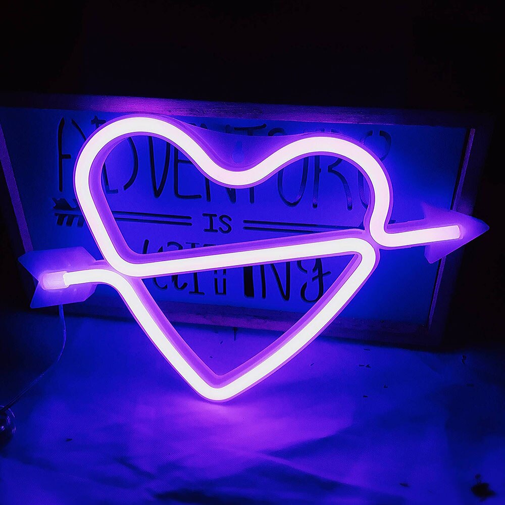 Mooie nachtlampjes neonbord hart tafellamp voor bar thuis feestdecoratie kerstmis verjaardag kind koppellampjes: Paars