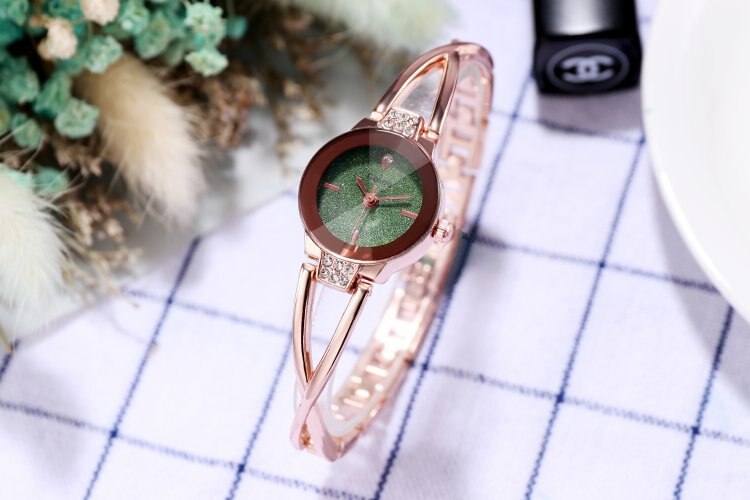 Dameshorloge dames luxe sterrenhemel roségoud horloges dames roestvrij staal diamant polshorloge klok: Roze