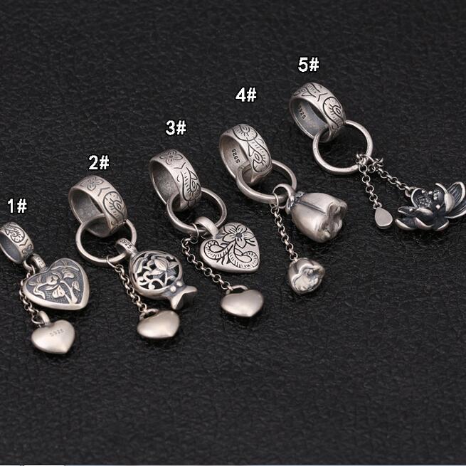 Breloque en forme de cœur en argent Sterling 100% 925, petit pendentif en forme de Lotus bohème, bijoux à faire soi-même, en argent pur 925