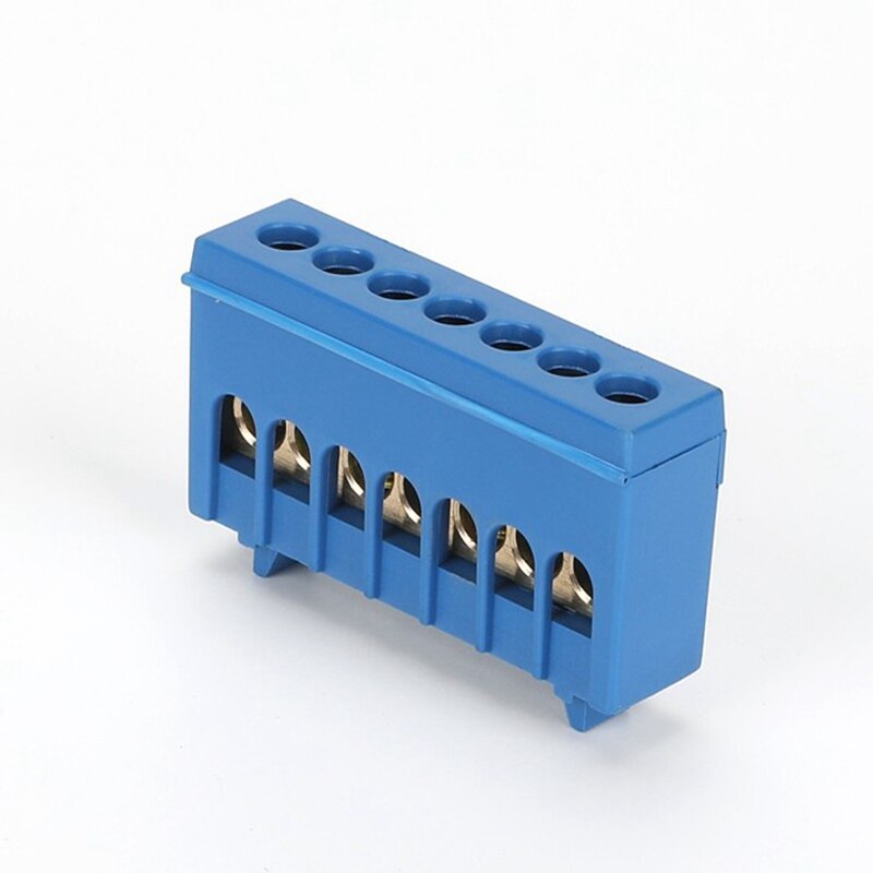 1pcs Rail type copper terminal block 7 / 12 / 15 hole flame retardant brass neutral grounding bar