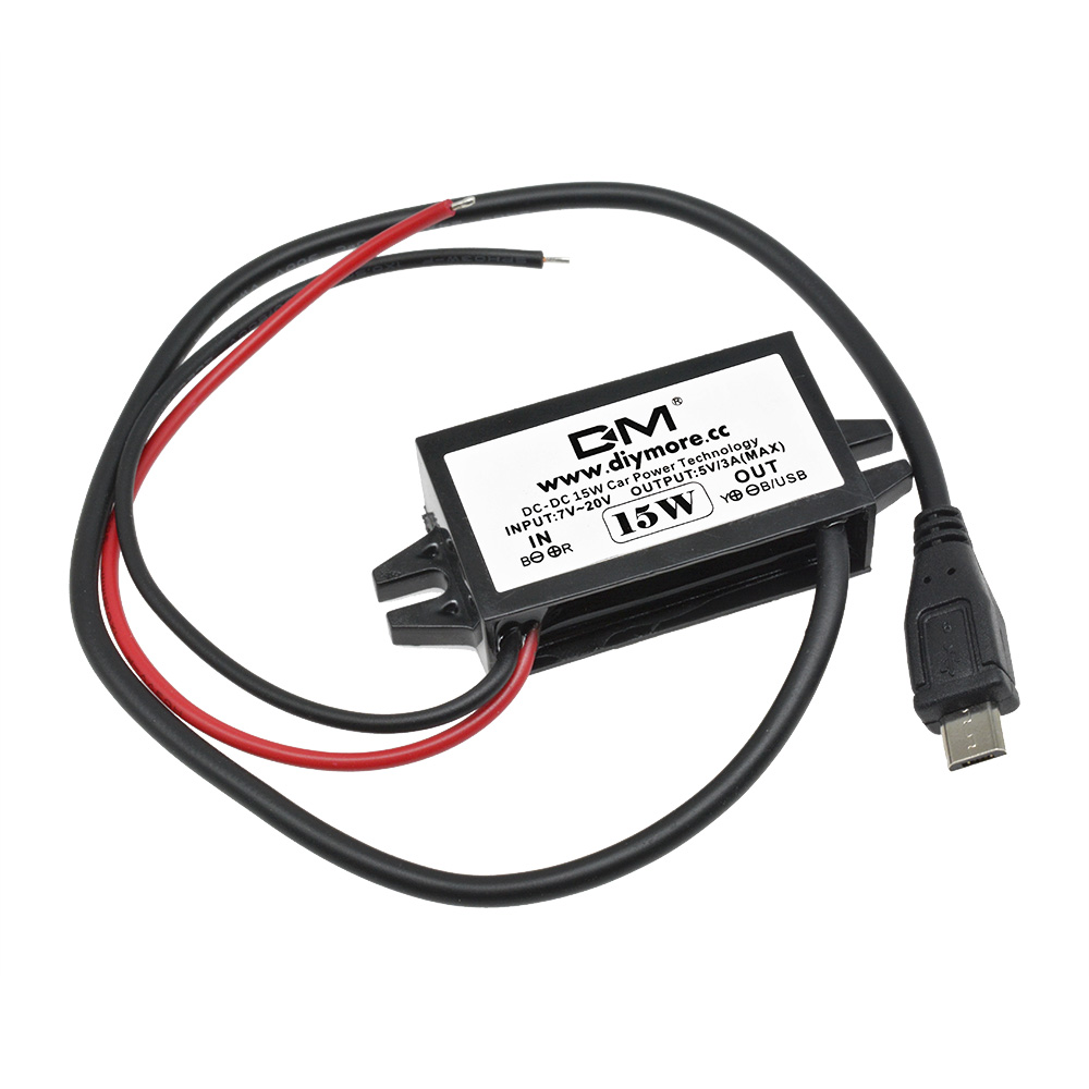 Convertor auto dc -dc 12v to 5v 3a 15w , sursă de alimentare buck, adaptor micro usb mascul/femelă, protecție auto: Argint
