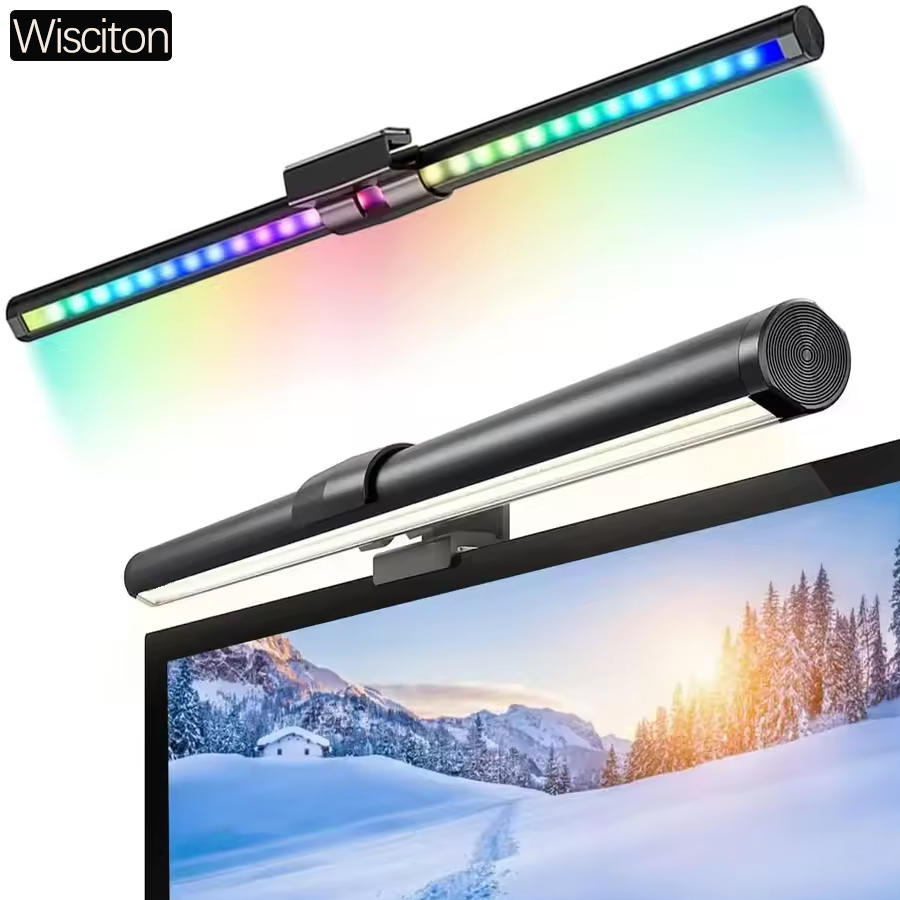 LED-bureaulamp Monitorscherm Lichtbalk RGB Computer Sfeer Dubbelzijdige verlichting voor werkstudie Lezen Gaming Dimmen Verlichting