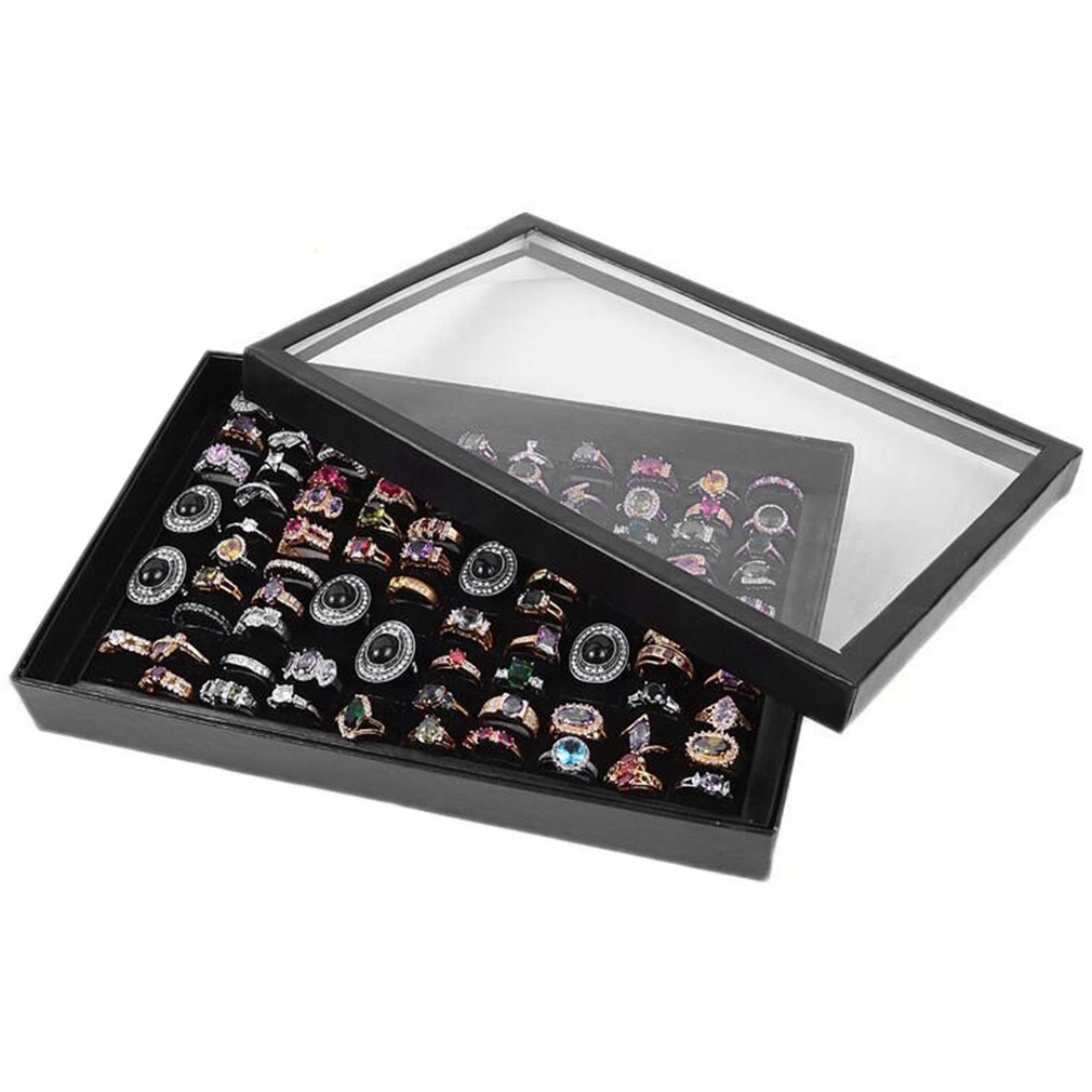 100 Grids Jewelry Tray Case Ring Display Box Portable Ring Carrying Box Tray Holder Accessories Storage Box Organizer: Default Title