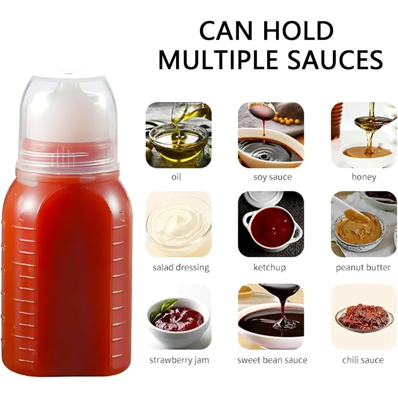 18/1pc krydderi-squeezeflasker bærbar honning, salat, olie, ketchup dispenser med skala, grill krydderiflaske til køkkenbeholdere