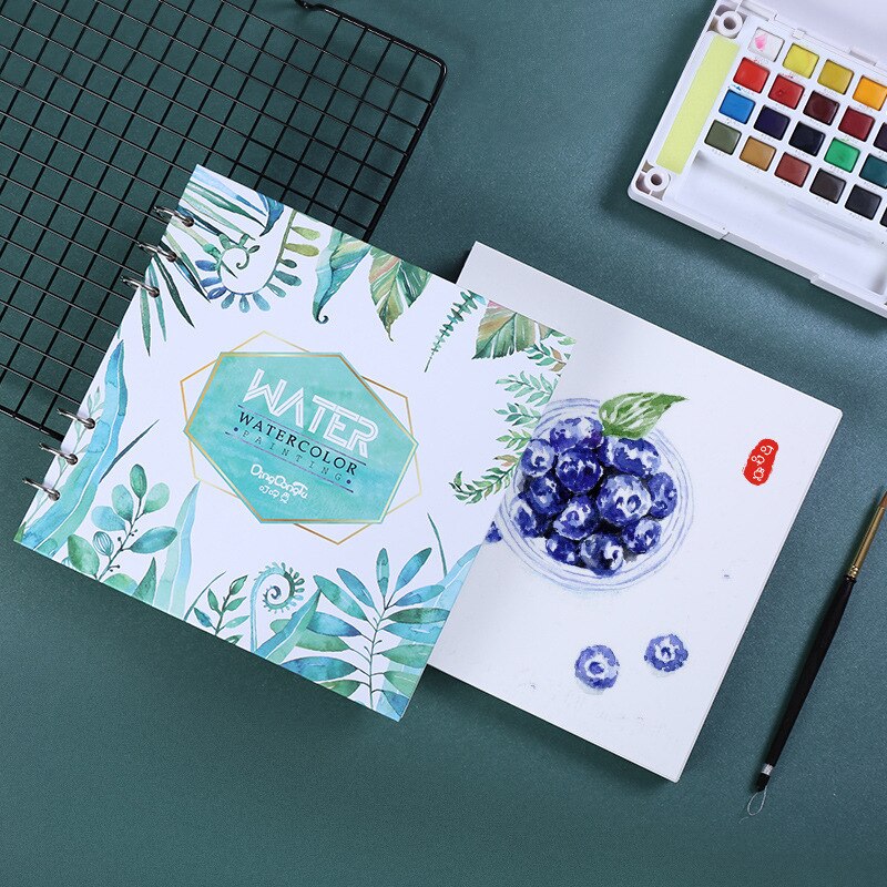Spiral Notebook for Watercolor Painting Sketchbook 40pages Blank Paper 300GSM Loose Leaf Diary Office School Supplies Stationery