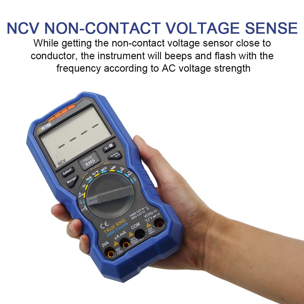 Bluetooth 4.0 hjemmetemperaturtest ncv understøttet med termoelement datalogger lommelygte bærbar digital multimeter håndholdt