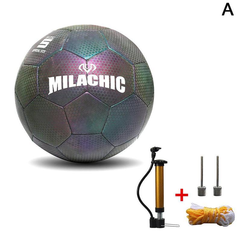 Balón de fútbol luminoso reflectante para niños, juego de adiestramiento al aire libre, luminiscente, inflable: A