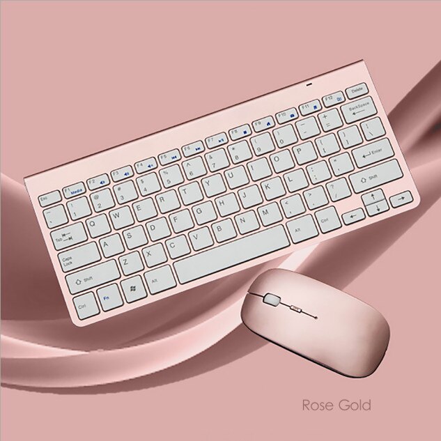 2.4G Draadloze Stille Toetsenbord En Muis Super Slanke Multimedia Full-Size Toetsenbord Muis Set Voor Notebook Laptop Desktop pc 20J16: Rose Gold