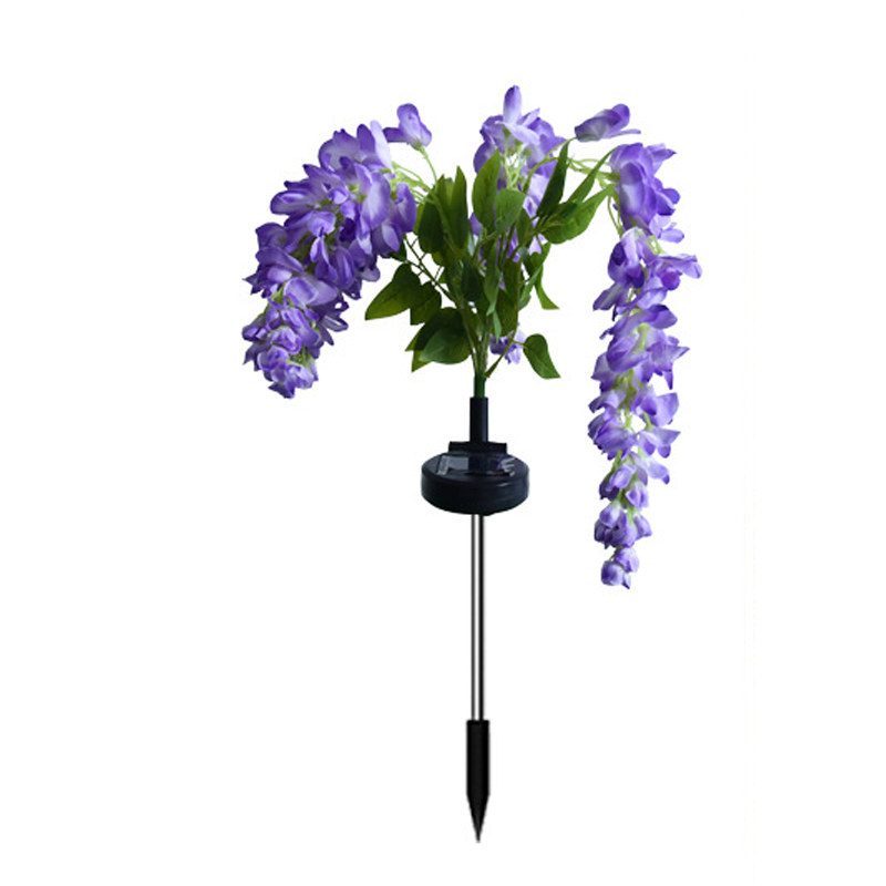 Solcellehavelamper udendørs 4 grene blomsterlamper til udendørs brug 2 tilstande vandtæt haveindretning til haven terrasse sti baggård: Rose