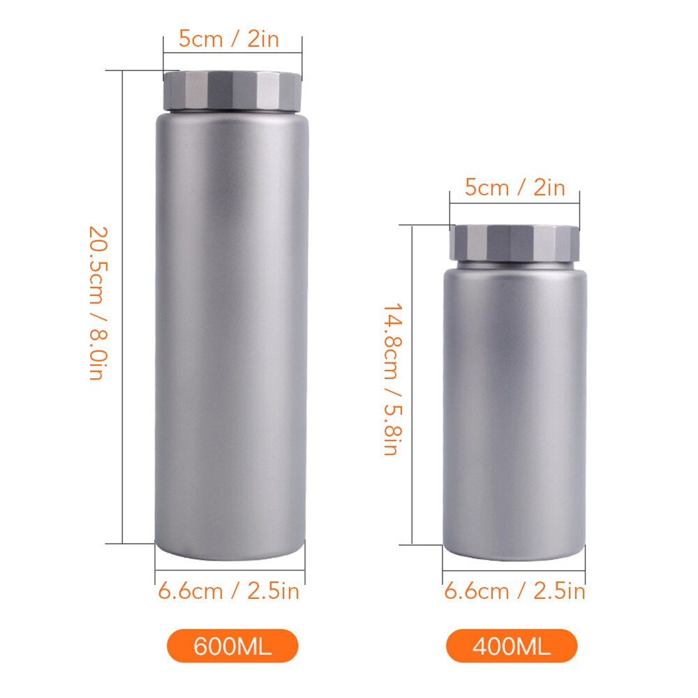 Titanium Water Bottle Sports Running Bottle Wide Mouth Drinking Bottle for Outdoor Camping Hiking Picnic Traveling 400/600ML