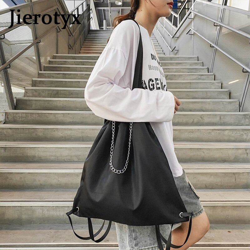 JIEROTYX Casual High Capacity Women's Shoulder Bag Double Shoulder Strap Teenagers Cool Crossbody Bags