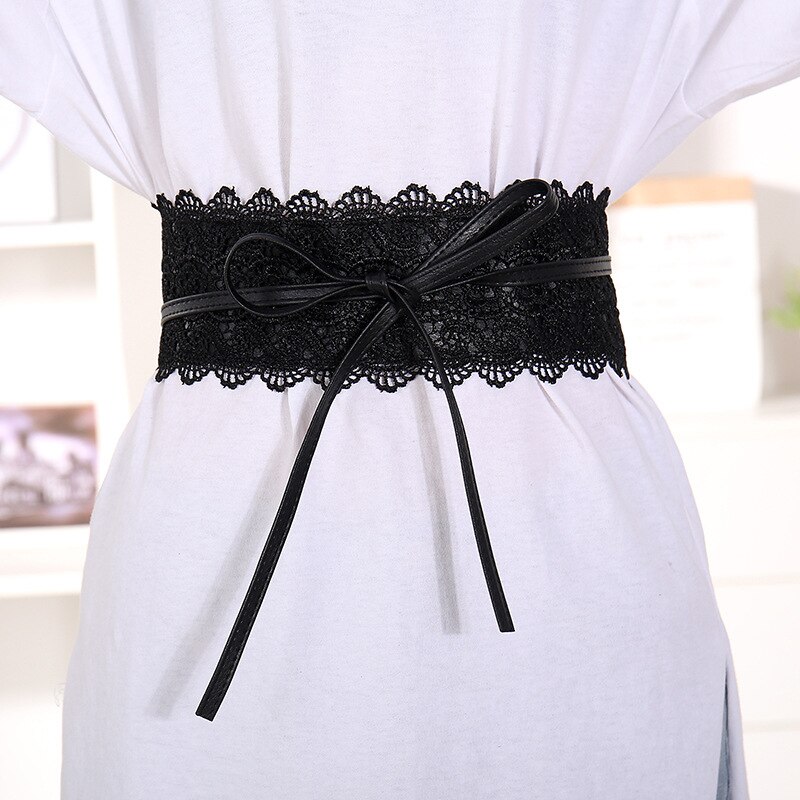 Zwart Wit Brede Corset Lace Riem Vrouwelijke Zelf Tie Tailleband Riemen Voor Vrouwen Trouwjurk Taille Band Accessoires: B