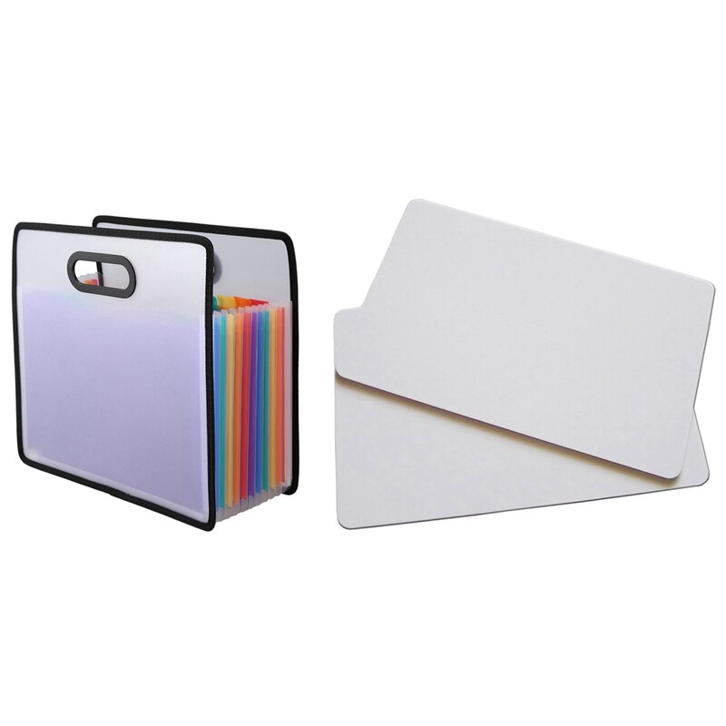 Accordion Expanding File Folder A4 Paper Filing Cabinet 12 Pockets with 100 Pvc Plastic Cards Plastic Business Cards