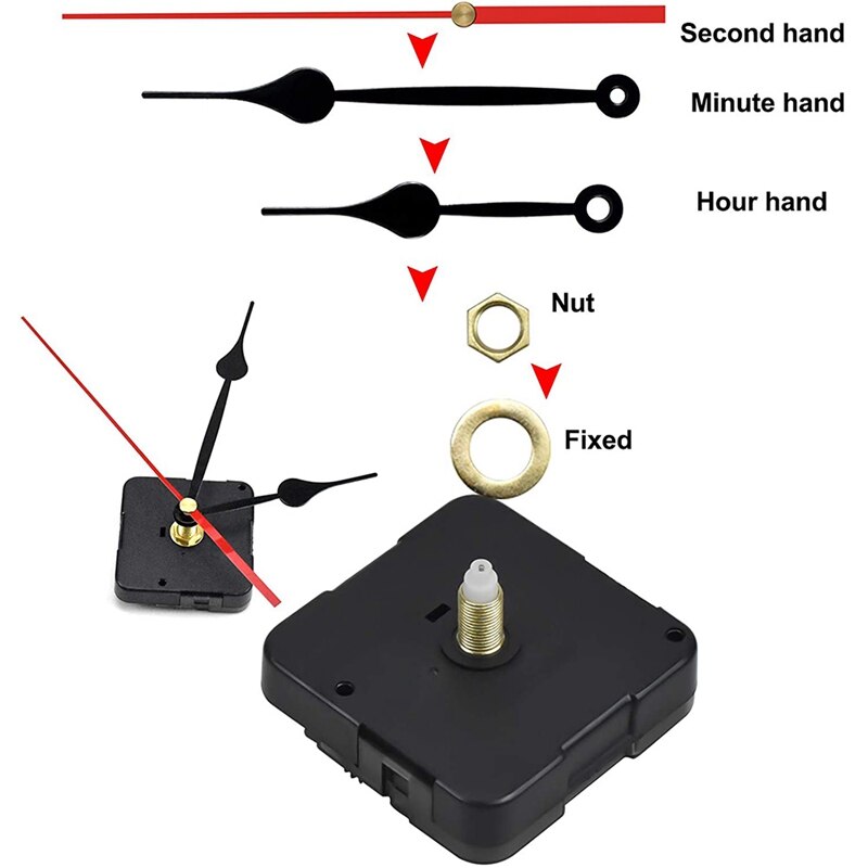 7 Sets Quartz Clock Movement Mechanism, Silent Short Shaft Clock Mechanisms with Hands, Wall Clock Mechanism Parts