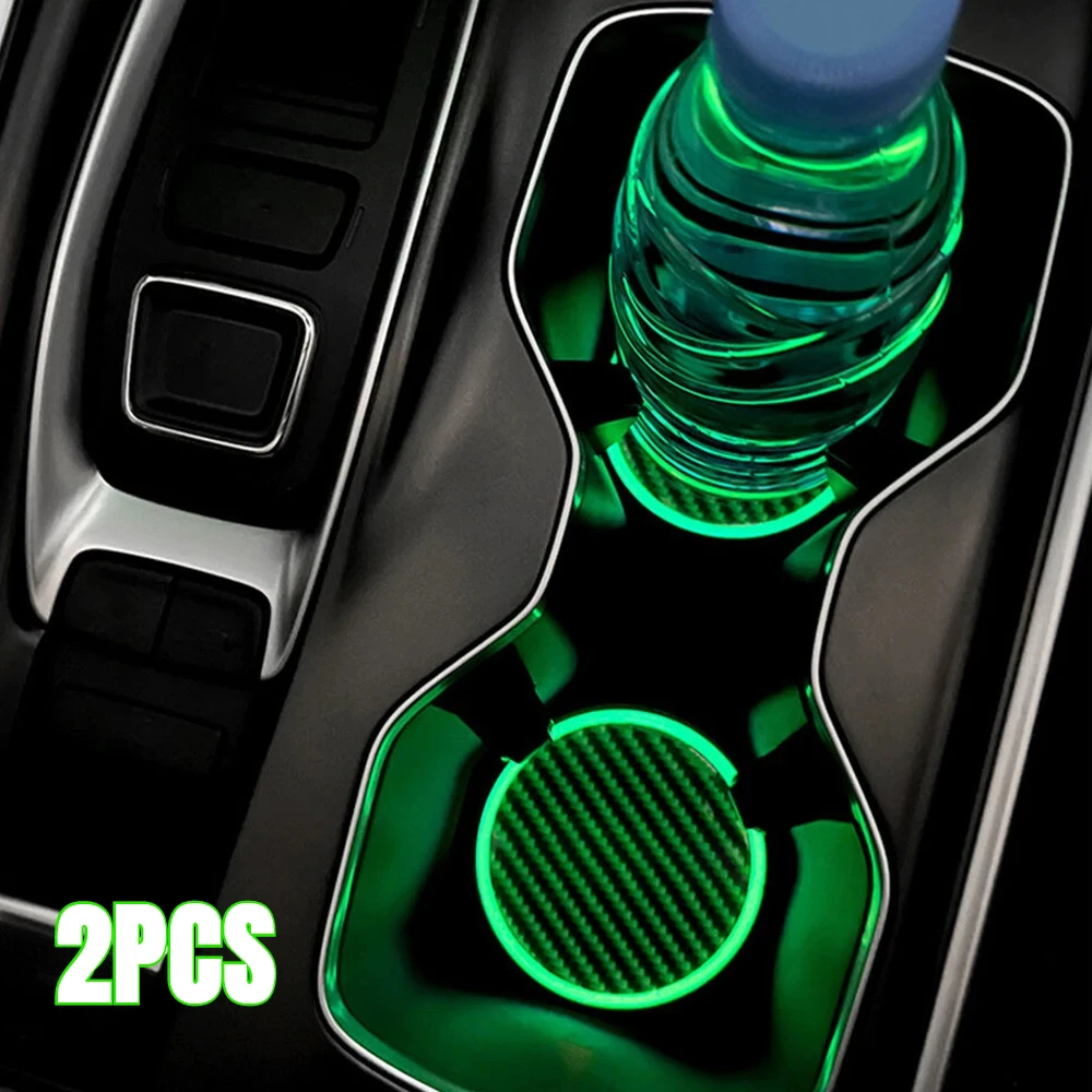 Porte-gobelet de voiture en polymère noctilucent, dessous de verre décoratif, rangement d'accoudoir de voiture, accessoires d'intérieur de voiture Shoous, 2 pièces