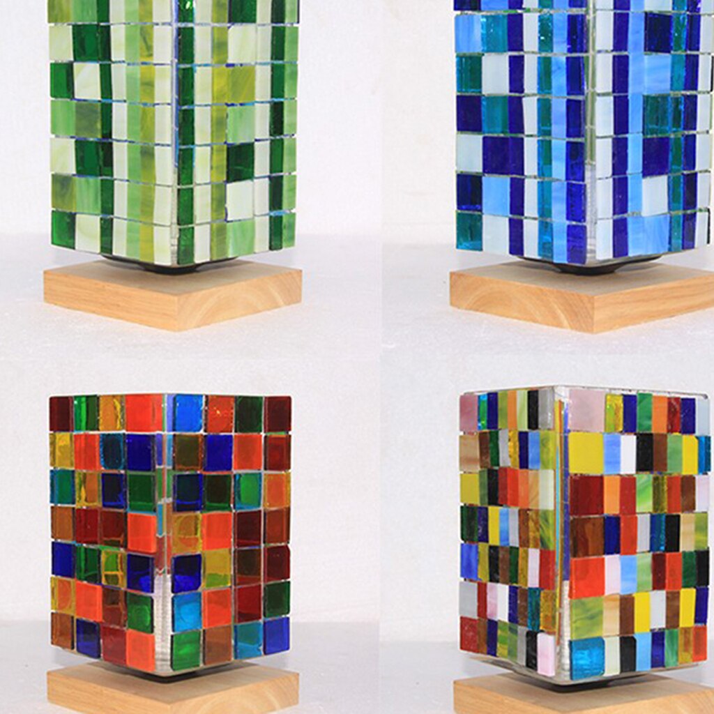 Magnifiques carreaux de verre transparent carrés colorés assortis, pour bricolage, artisanat, mosaïque, environ 320g, 10x10mm