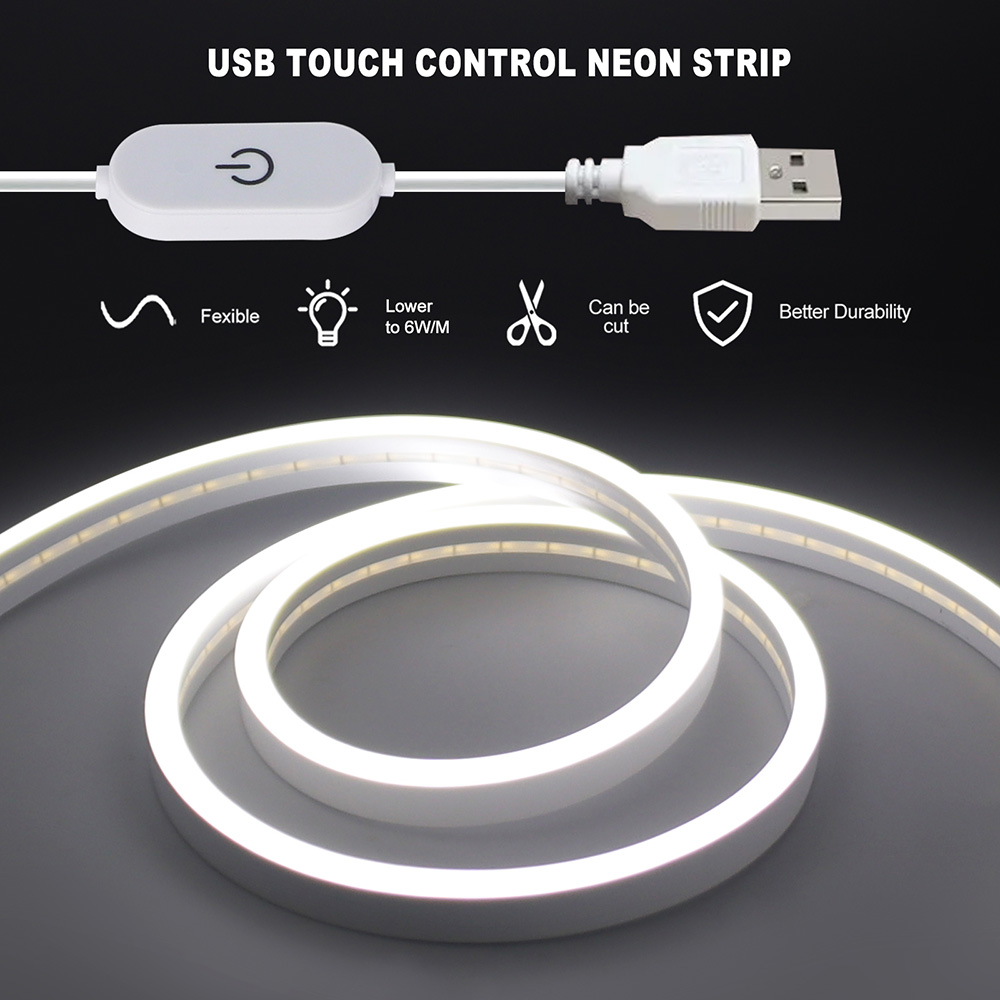 5V USB LED Neon Strip Light Dimmable Touch Sensor Kit Flexible Led Ribbon Waterproof Lamp Lighting For Room Backlight Decoration