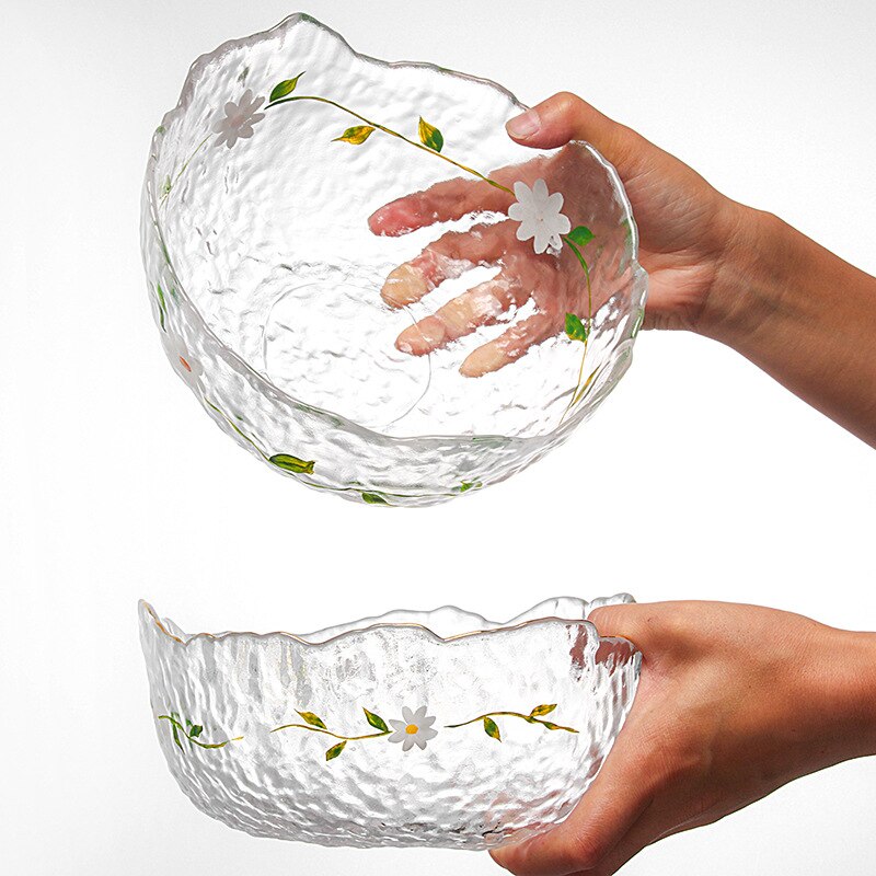 Hjemme håndmalede blomster glas tallerkener sæt frugt tallerken stue salat personlighed moderne koldt mønster western tallerken
