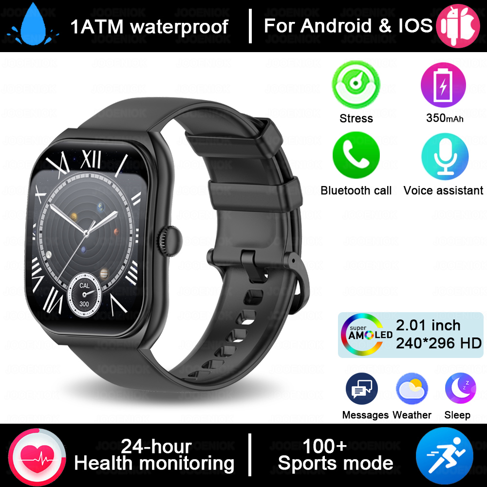 2025 Nuovo 2.01-Pollici Grande Schermo HD Smartwatch 1ATM Impermeabile Modalità Multi-sport Frequenza Cardiaca Chiamata Bluetooth accorto guarda per XIAOMI: nero