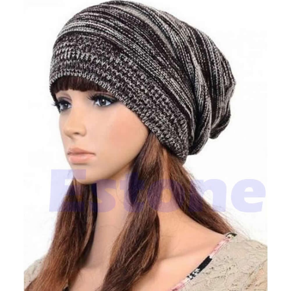 Neue Männer frauen stricken ausgebeult Mütze Baskenmütze Hütte Winter warm Übergroßen Ski Deckel unisex