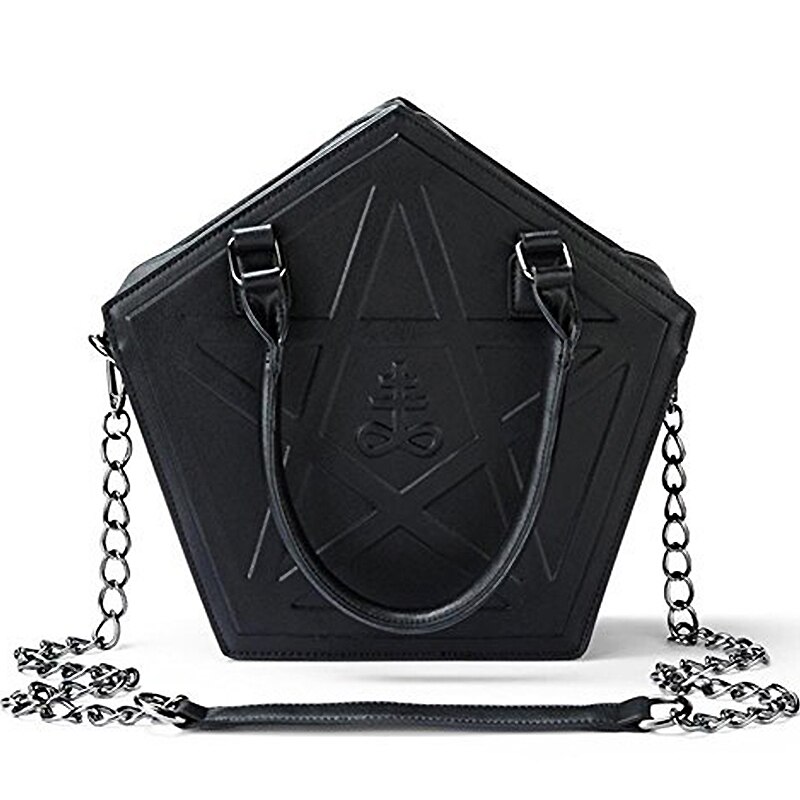 Pentagram Punk Darkness Gothic Shoulder Bag Women's Purses and Handbag Girls Black Crossbody Bag Chain Bag: Default Title