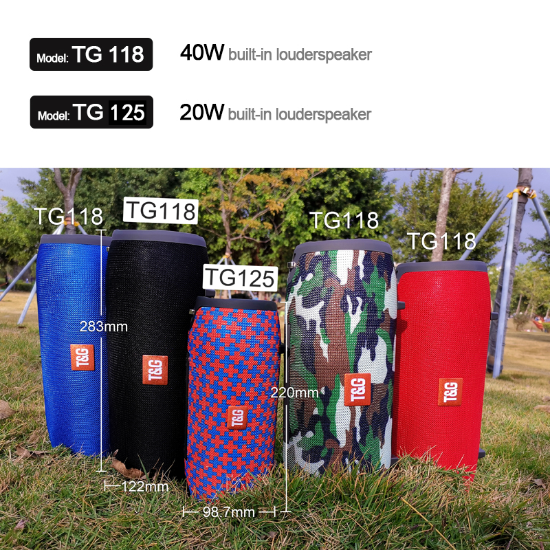 TG118 Really 40W Bluetooth Speaker Portable Column Music Player Sound System Boom Box with FM Radio TF Subwoofer Double