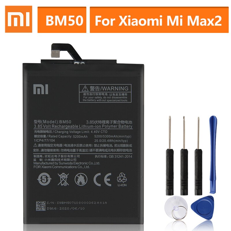 Original batería de reemplazo para Xiaomi Mi Max2 Mi Max 2 BM50 Mi Max BM49 Mi Max3 Max 3 BM51 batería genuina: BM50-Mi Max2